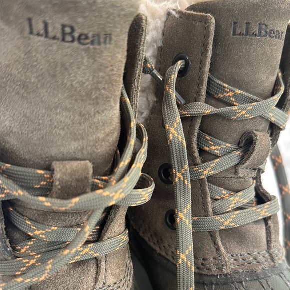L.L. Bean Olive and Tan Boots with Shearling Liner - Picture 3 of 6